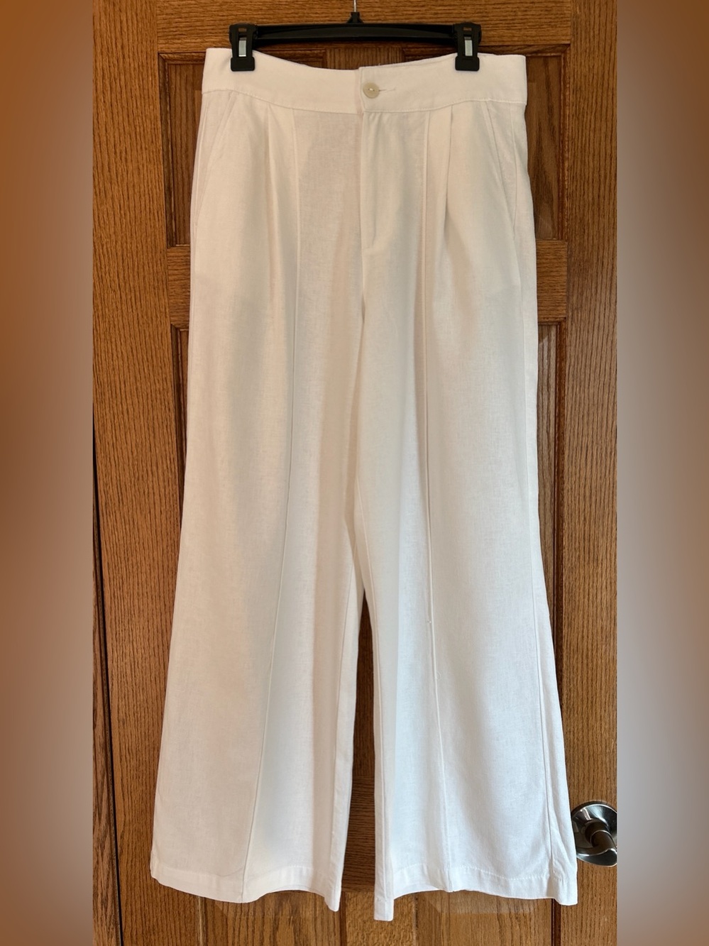 Linen Wide Leg Ankle Length Pants. White Women’s Size 6. Christian Siriano